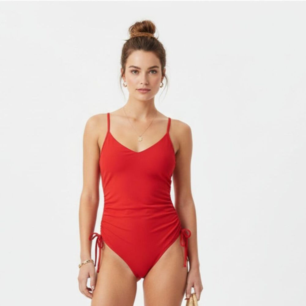 Newport News Red 1 Piece Swim Bathing Suit 14